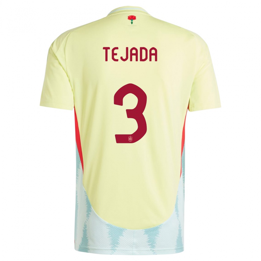 Bambino Maglia Spagna Ana Tejada #3 Giallo Kit Gara Away 24-26 Maglietta