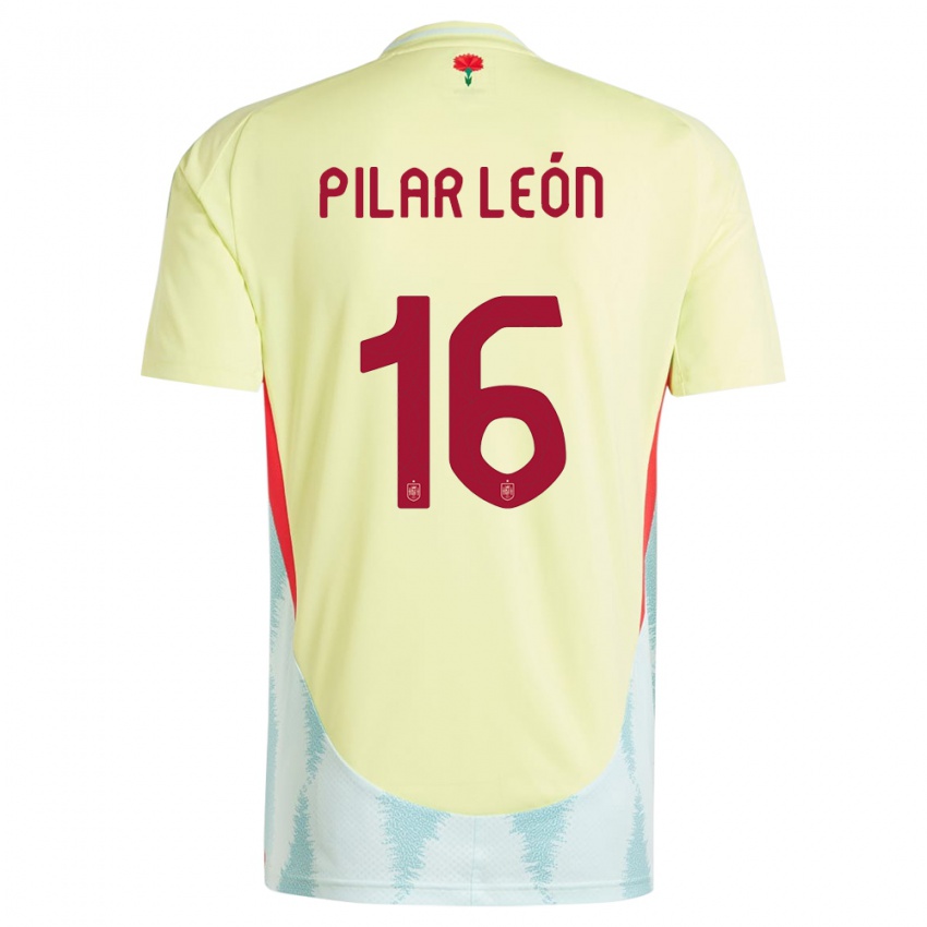 Bambino Maglia Spagna Maria Pilar Leon #16 Giallo Kit Gara Away 24-26 Maglietta