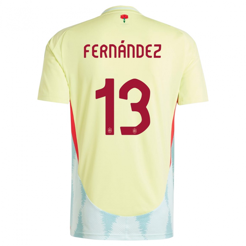 Bambino Maglia Spagna Cesar Fernandez #13 Giallo Kit Gara Away 24-26 Maglietta