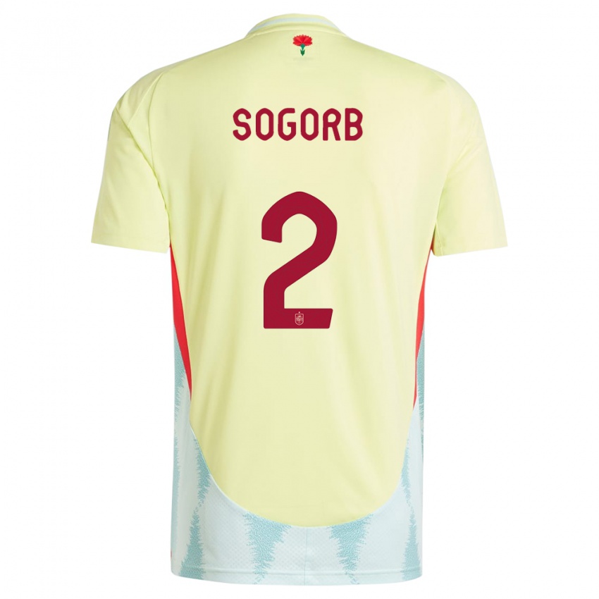 Bambino Maglia Spagna Carles Sogorb #2 Giallo Kit Gara Away 24-26 Maglietta