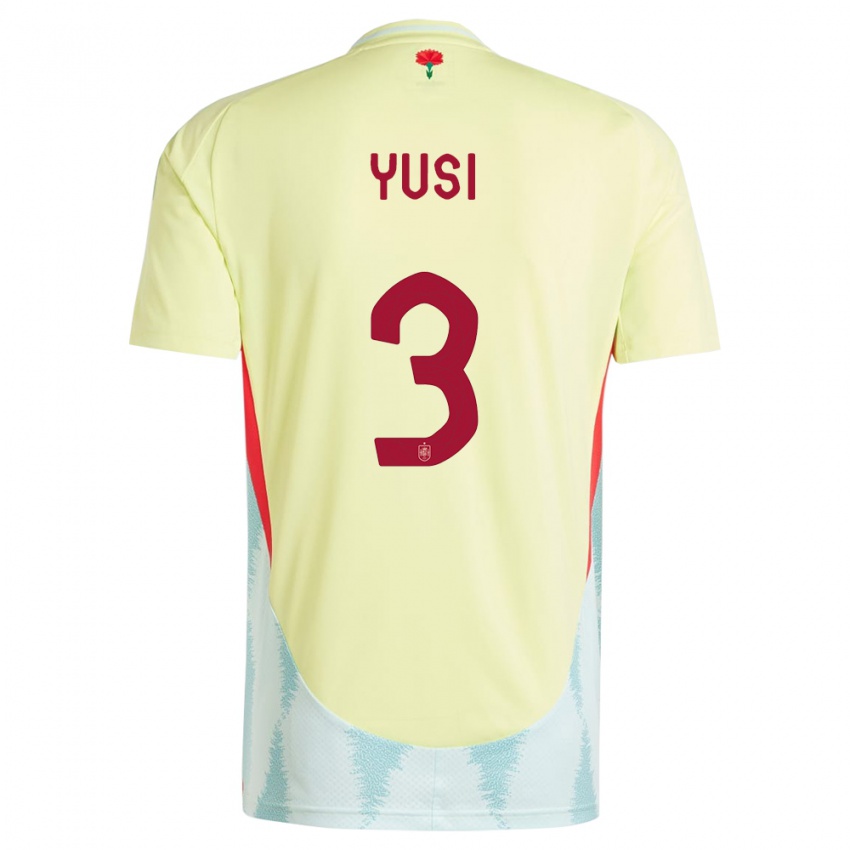 Bambino Maglia Spagna Yusi #3 Giallo Kit Gara Away 24-26 Maglietta