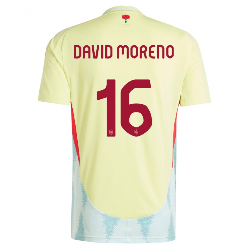 Bambino Maglia Spagna Antonio David Moreno #16 Giallo Kit Gara Away 24-26 Maglietta