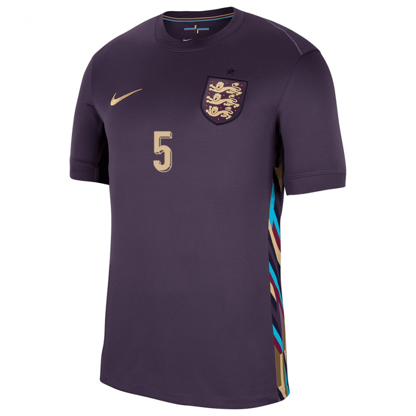 Bambino Maglia Inghilterra Steph Houghton #5 Uvetta Scura Kit Gara Away 24-26 Maglietta