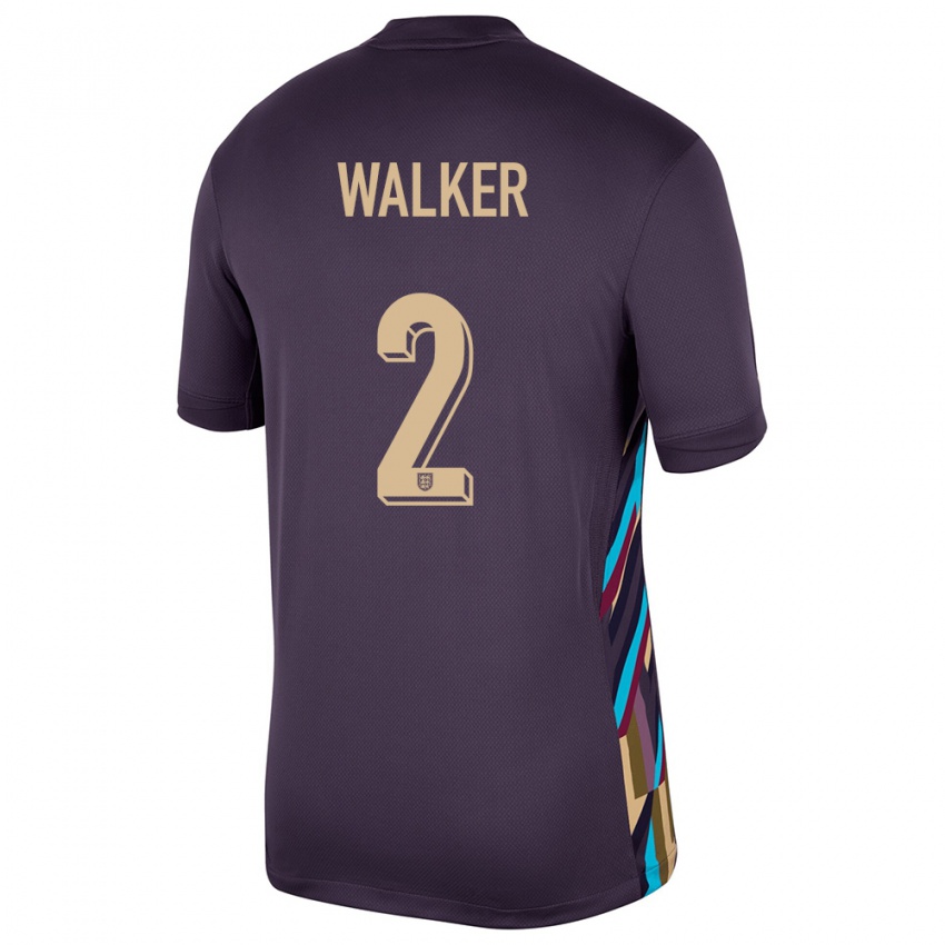 Bambino Maglia Inghilterra Kyle Walker #2 Uvetta Scura Kit Gara Away 24-26 Maglietta