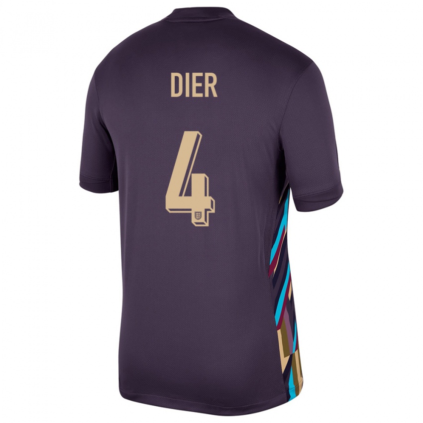 Bambino Maglia Inghilterra Eric Dier #4 Uvetta Scura Kit Gara Away 24-26 Maglietta