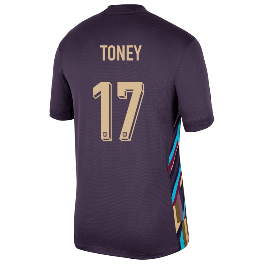 Bambino Maglia Inghilterra Ivan Toney #17 Uvetta Scura Kit Gara Away 24-26 Maglietta