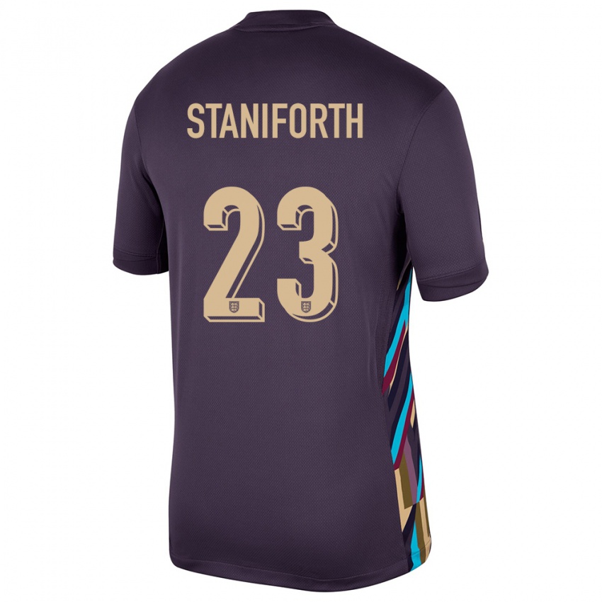 Bambino Maglia Inghilterra Lucy Staniforth #23 Uvetta Scura Kit Gara Away 24-26 Maglietta