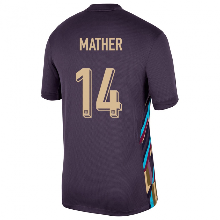 Bambino Maglia Inghilterra Sam Mather #14 Uvetta Scura Kit Gara Away 24-26 Maglietta