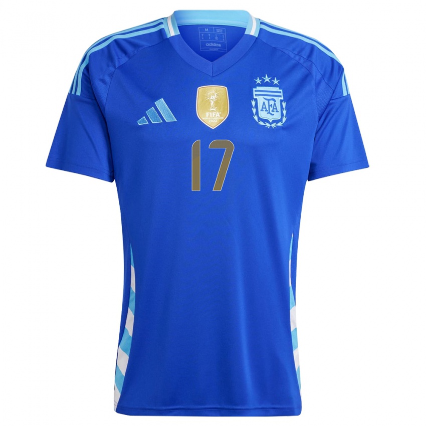 Bambino Maglia Argentina Joaquin Correa #17 Blu Kit Gara Away 24-26 Maglietta