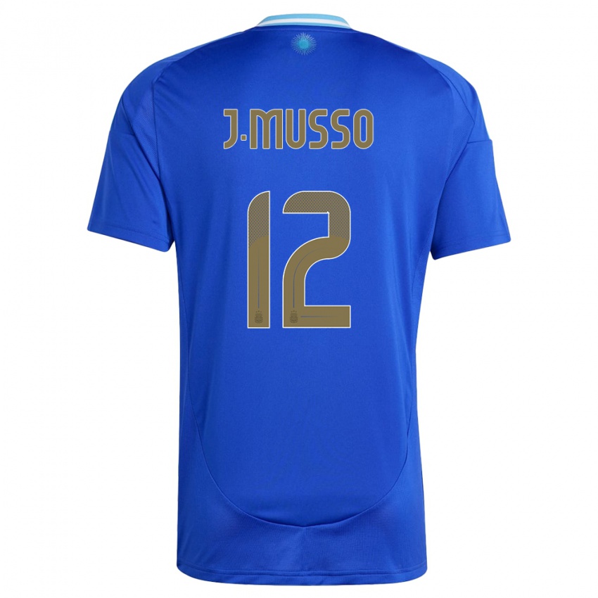 Bambino Maglia Argentina Juan Musso #12 Blu Kit Gara Away 24-26 Maglietta