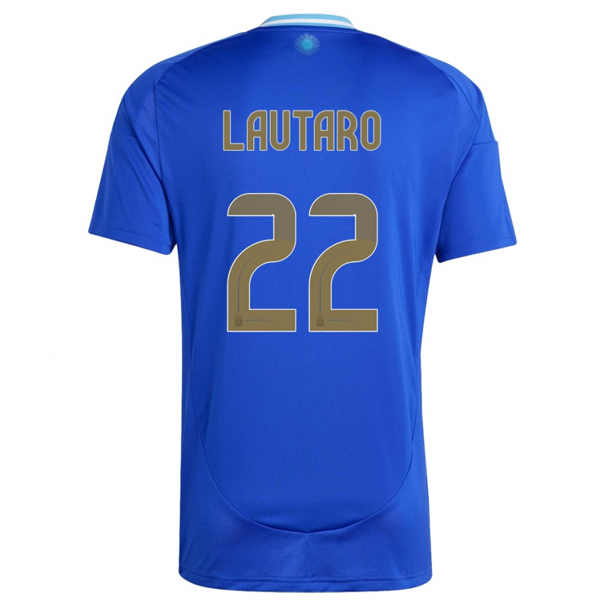 Bambino Maglia Argentina Lautaro Martinez #22 Blu Kit Gara Away 24-26 Maglietta