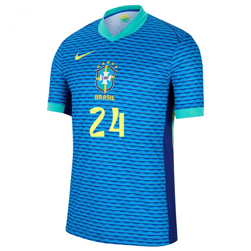 Bambino Maglia Brasile Ederson #24 Blu Kit Gara Away 24-26 Maglietta