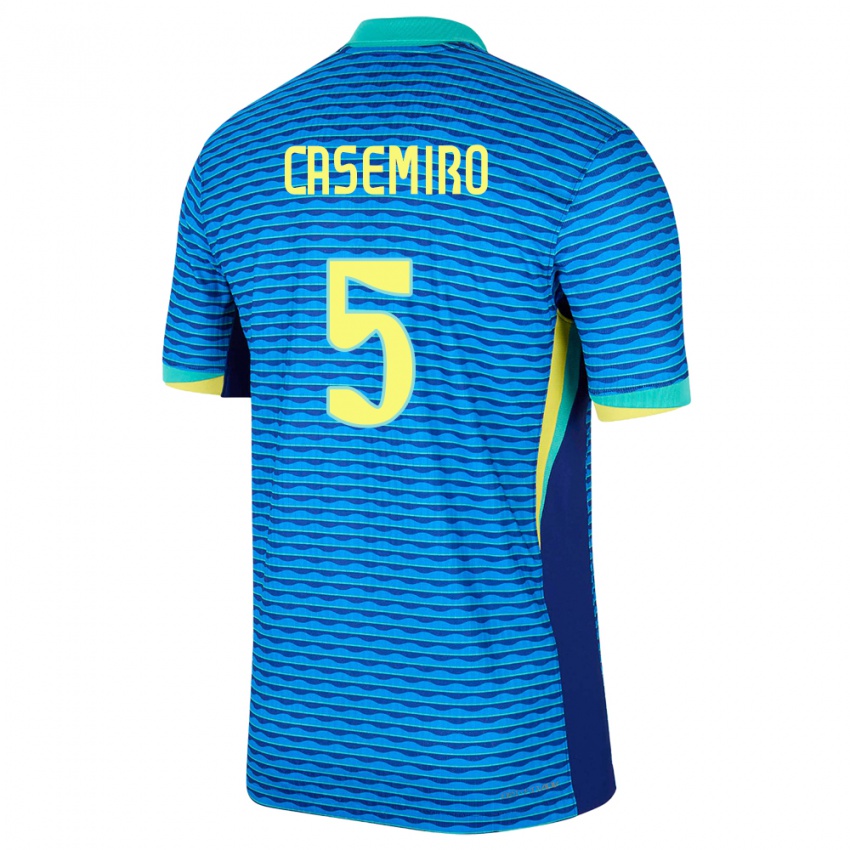 Bambino Maglia Brasile Casemiro #5 Blu Kit Gara Away 24-26 Maglietta