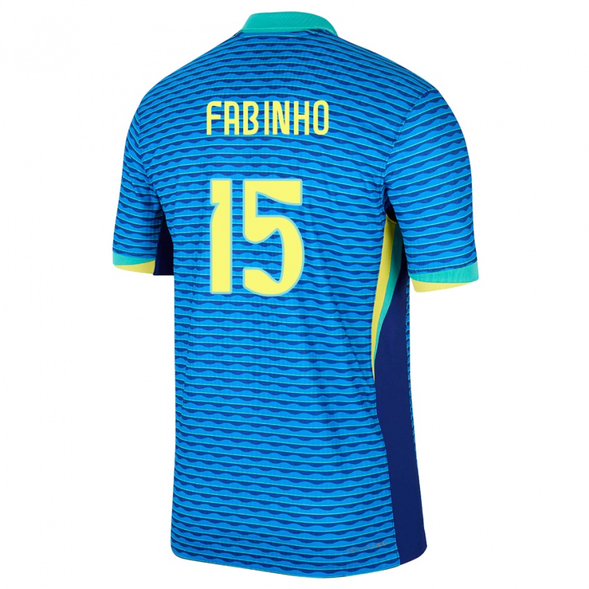 Bambino Maglia Brasile Fabinho #15 Blu Kit Gara Away 24-26 Maglietta