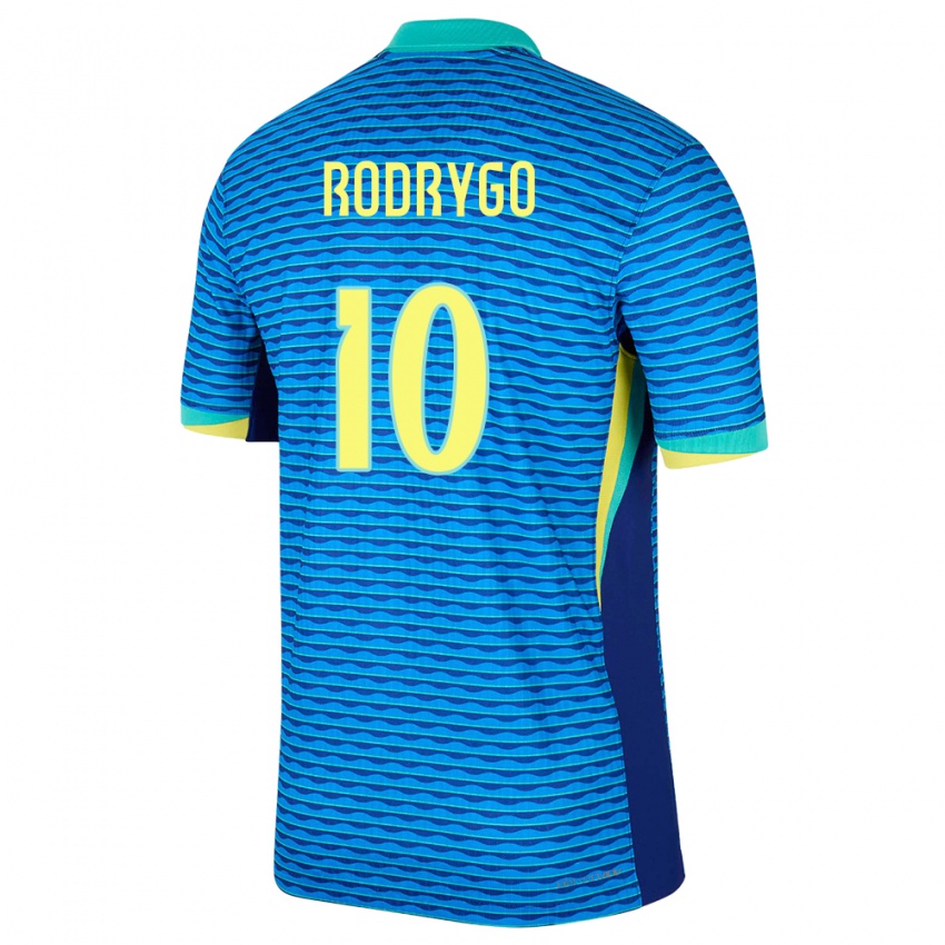 Bambino Maglia Brasile Rodrygo #10 Blu Kit Gara Away 24-26 Maglietta