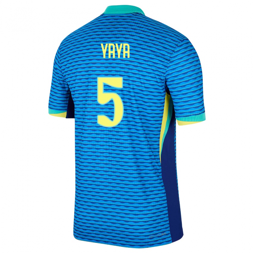 Bambino Maglia Brasile Yaya #5 Blu Kit Gara Away 24-26 Maglietta