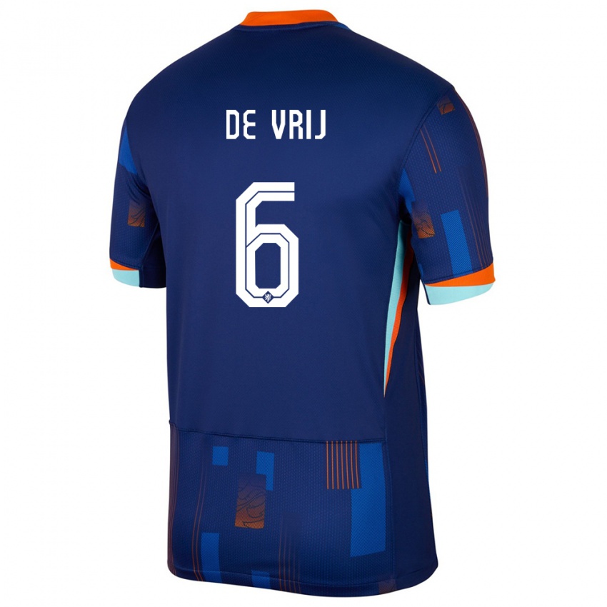 Bambino Maglia Paesi Bassi Stefan De Vrij #6 Blu Kit Gara Away 24-26 Maglietta