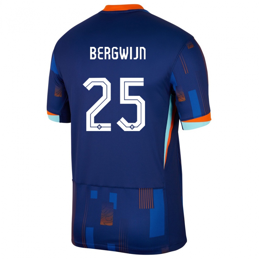 Bambino Maglia Paesi Bassi Steven Bergwijn #25 Blu Kit Gara Away 24-26 Maglietta