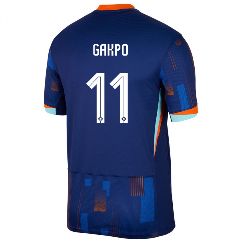 Bambino Maglia Paesi Bassi Cody Gakpo #11 Blu Kit Gara Away 24-26 Maglietta