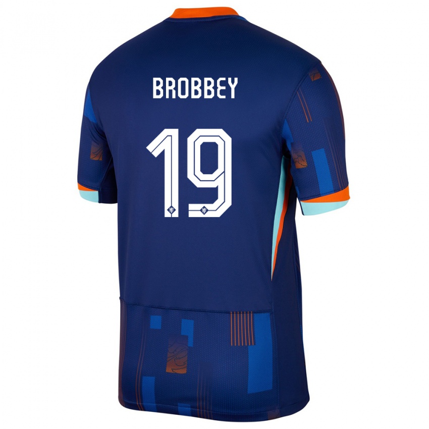 Bambino Maglia Paesi Bassi Brian Brobbey #19 Blu Kit Gara Away 24-26 Maglietta