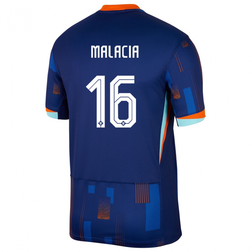 Bambino Maglia Paesi Bassi Tyrell Malacia #16 Blu Kit Gara Away 24-26 Maglietta