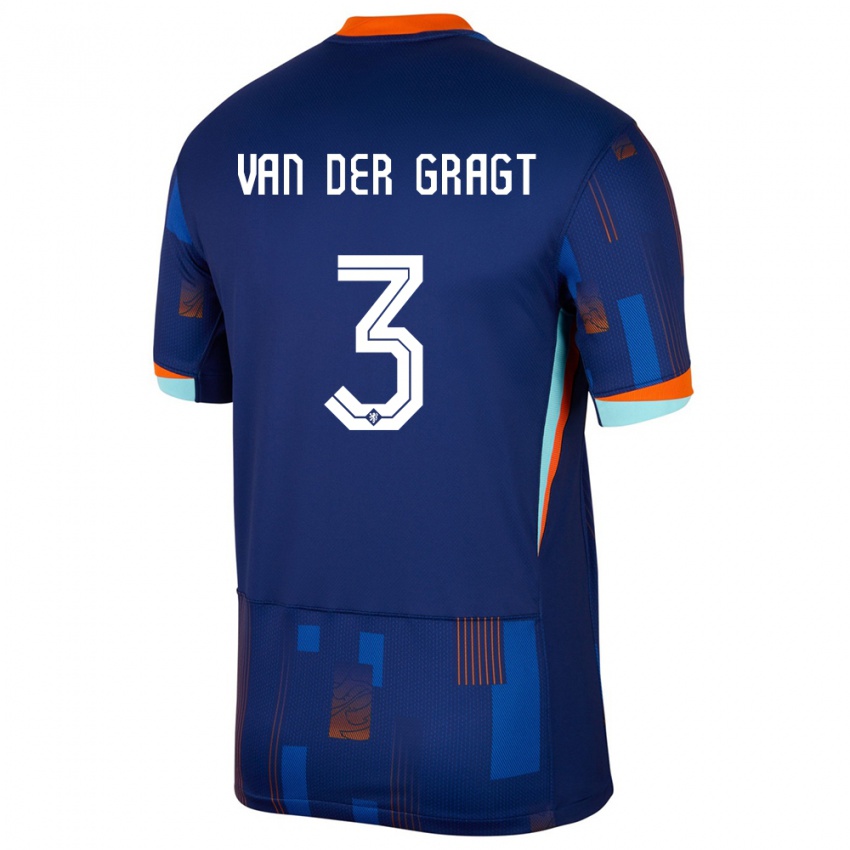 Bambino Maglia Paesi Bassi Stefanie Van Der Gragt #3 Blu Kit Gara Away 24-26 Maglietta