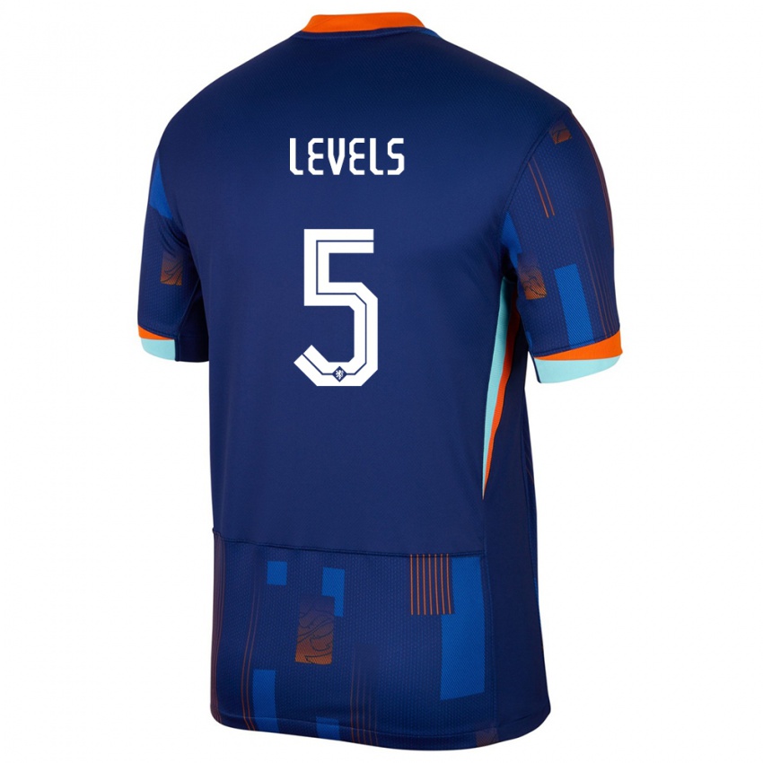 Bambino Maglia Paesi Bassi Janou Levels #5 Blu Kit Gara Away 24-26 Maglietta