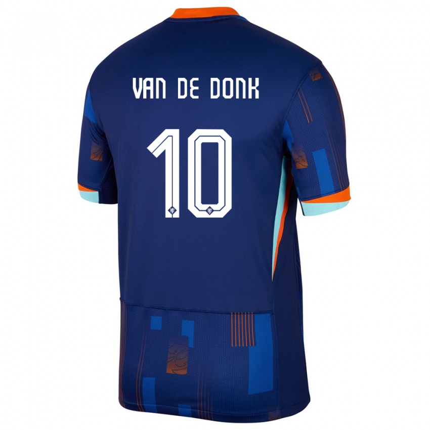 Bambino Maglia Paesi Bassi Danielle Van De Donk #10 Blu Kit Gara Away 24-26 Maglietta