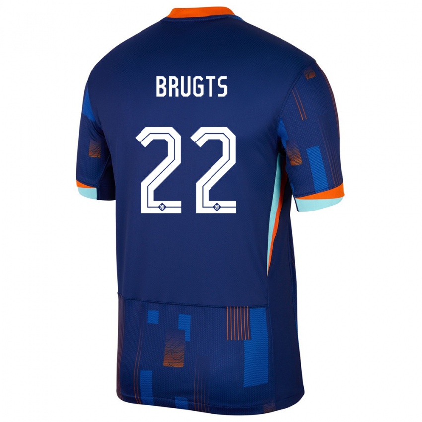 Bambino Maglia Paesi Bassi Esmee Brugts #22 Blu Kit Gara Away 24-26 Maglietta