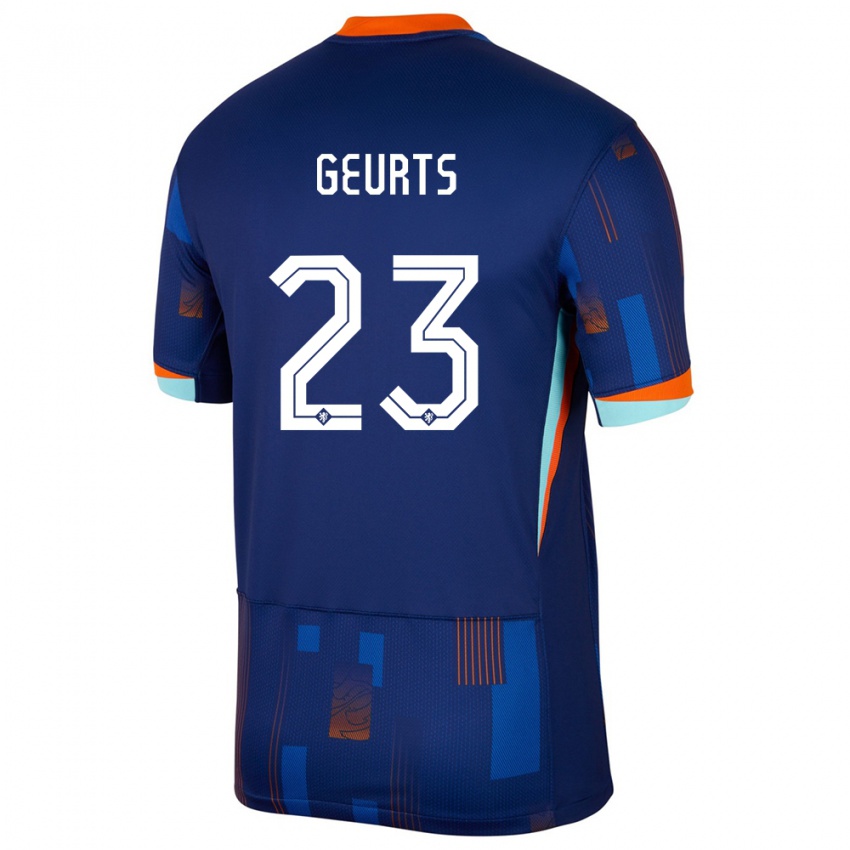 Bambino Maglia Paesi Bassi Loes Geurts #23 Blu Kit Gara Away 24-26 Maglietta