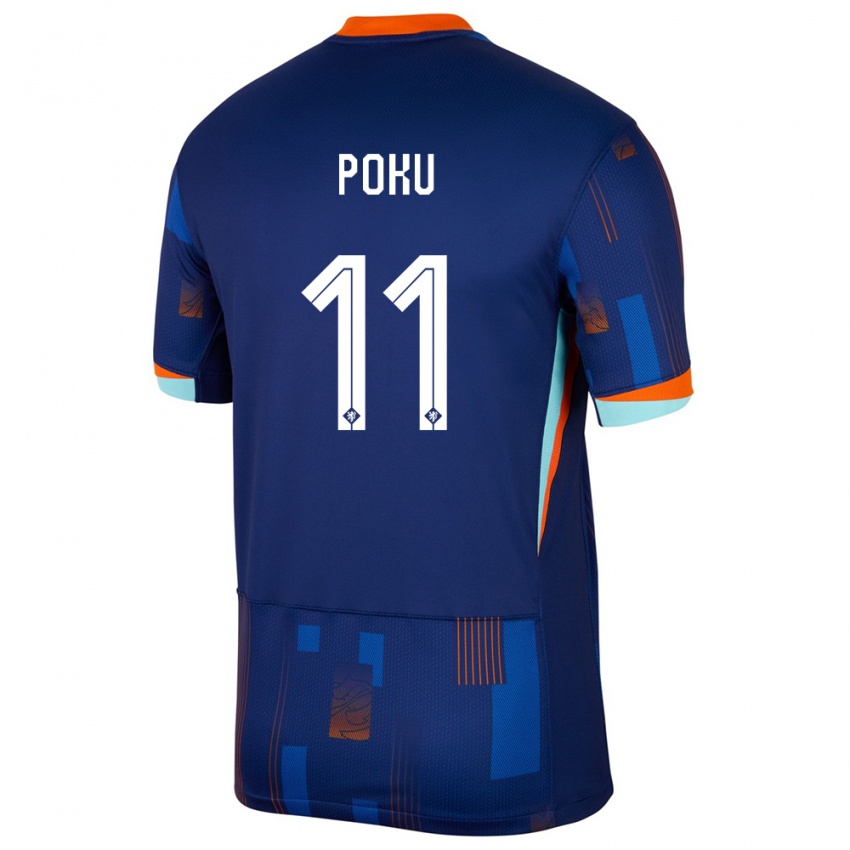 Bambino Maglia Paesi Bassi Ernest Poku #11 Blu Kit Gara Away 24-26 Maglietta