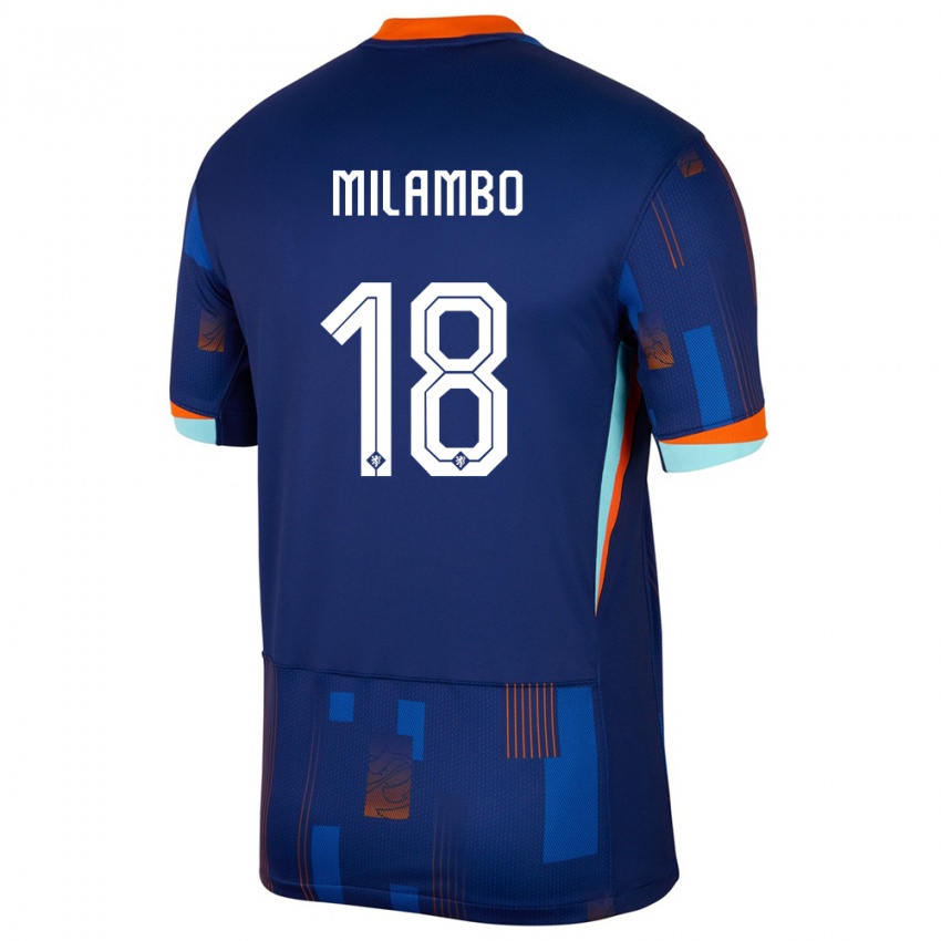 Bambino Maglia Paesi Bassi Antoni Milambo #18 Blu Kit Gara Away 24-26 Maglietta