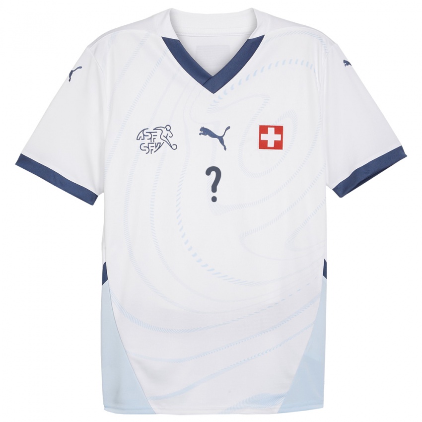 Bambino Maglia Svizzera Il Tuo Nome #0 Bianco Kit Gara Away 24-26 Maglietta