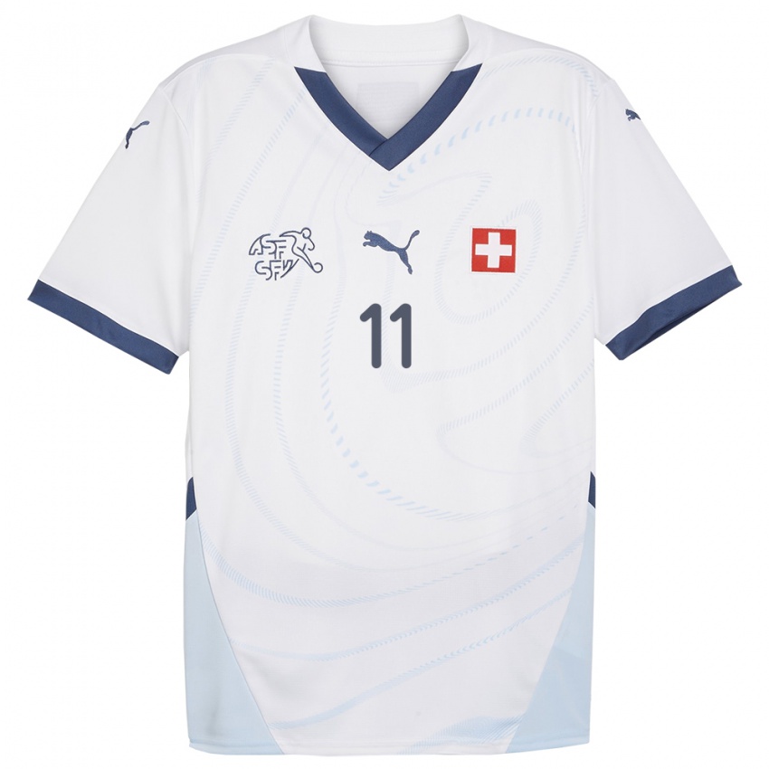 Bambino Maglia Svizzera Renato Steffen #11 Bianco Kit Gara Away 24-26 Maglietta