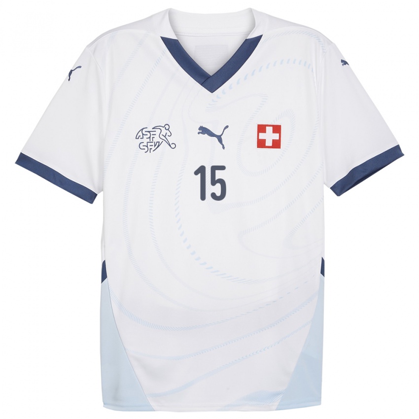 Bambino Maglia Svizzera Djibril Sow #15 Bianco Kit Gara Away 24-26 Maglietta