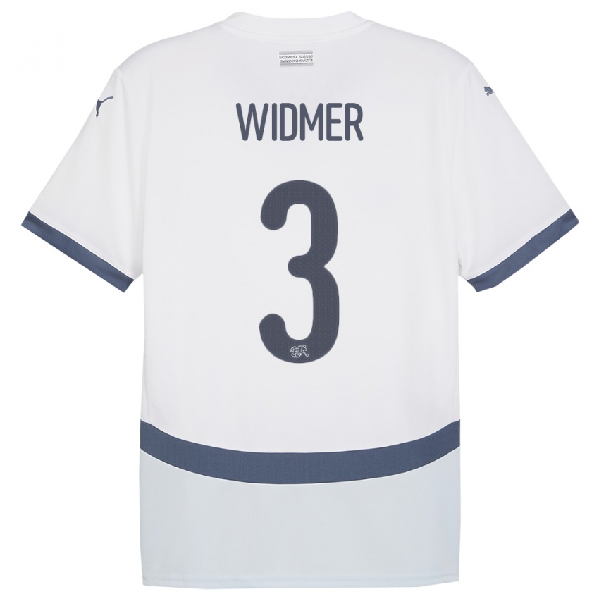 Bambino Maglia Svizzera Silvan Widmer #3 Bianco Kit Gara Away 24-26 Maglietta