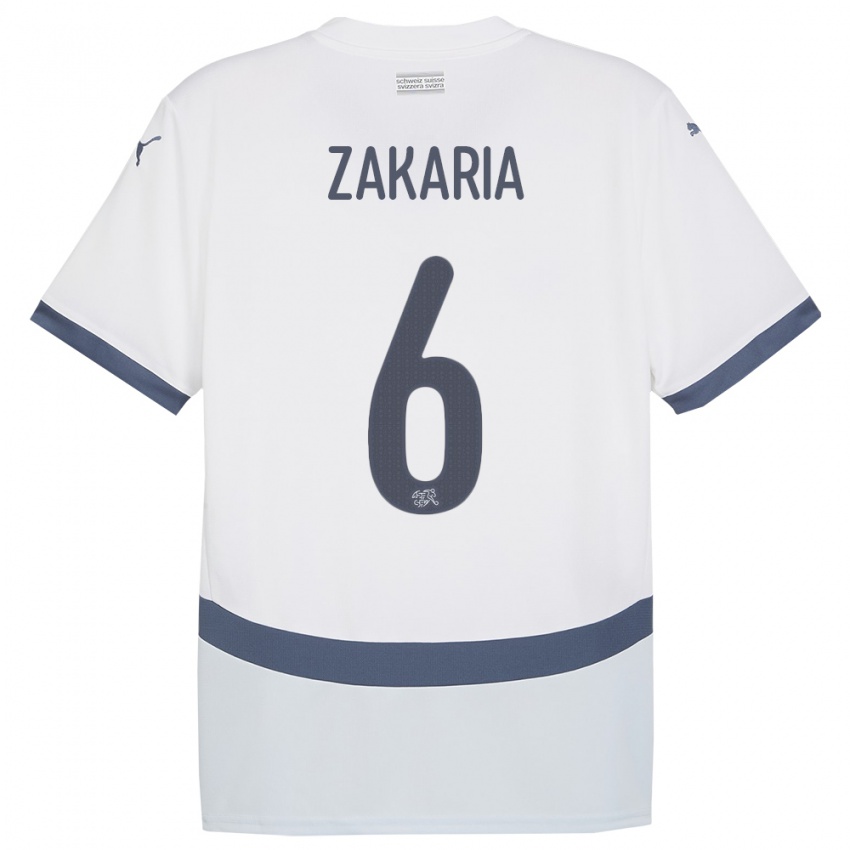 Bambino Maglia Svizzera Denis Zakaria #6 Bianco Kit Gara Away 24-26 Maglietta