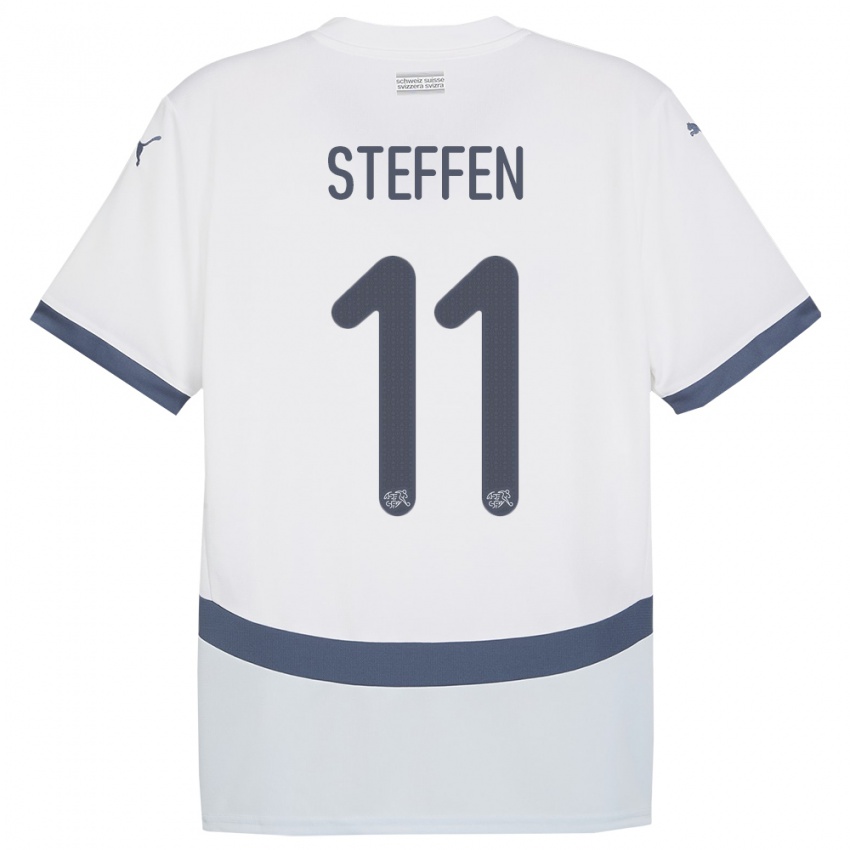 Bambino Maglia Svizzera Renato Steffen #11 Bianco Kit Gara Away 24-26 Maglietta