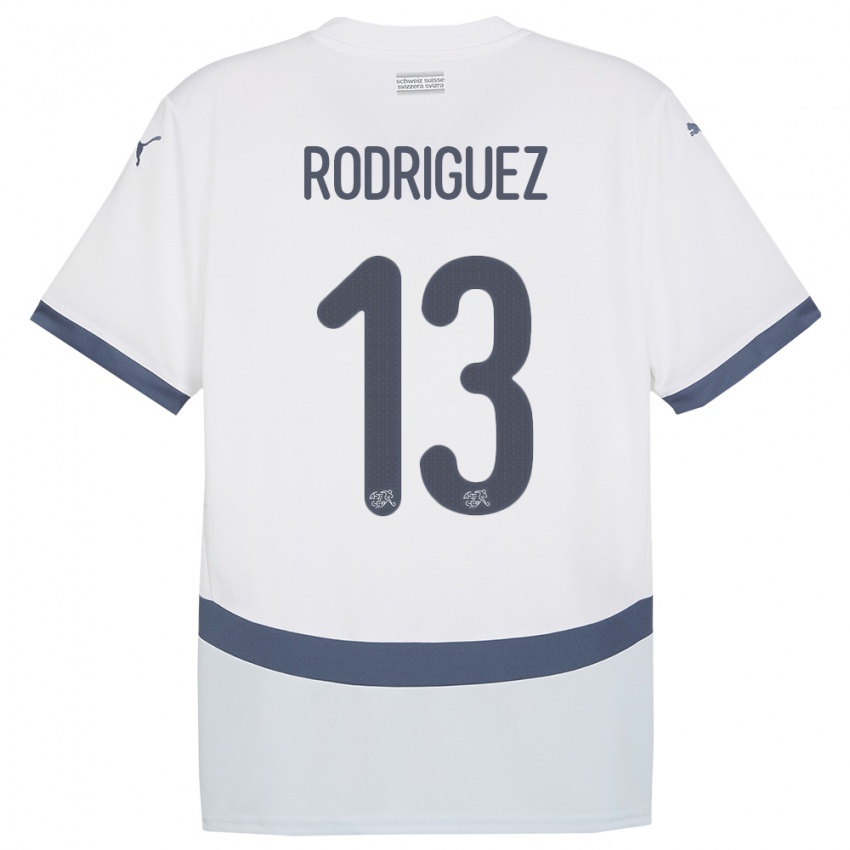 Bambino Maglia Svizzera Ricardo Rodriguez #13 Bianco Kit Gara Away 24-26 Maglietta