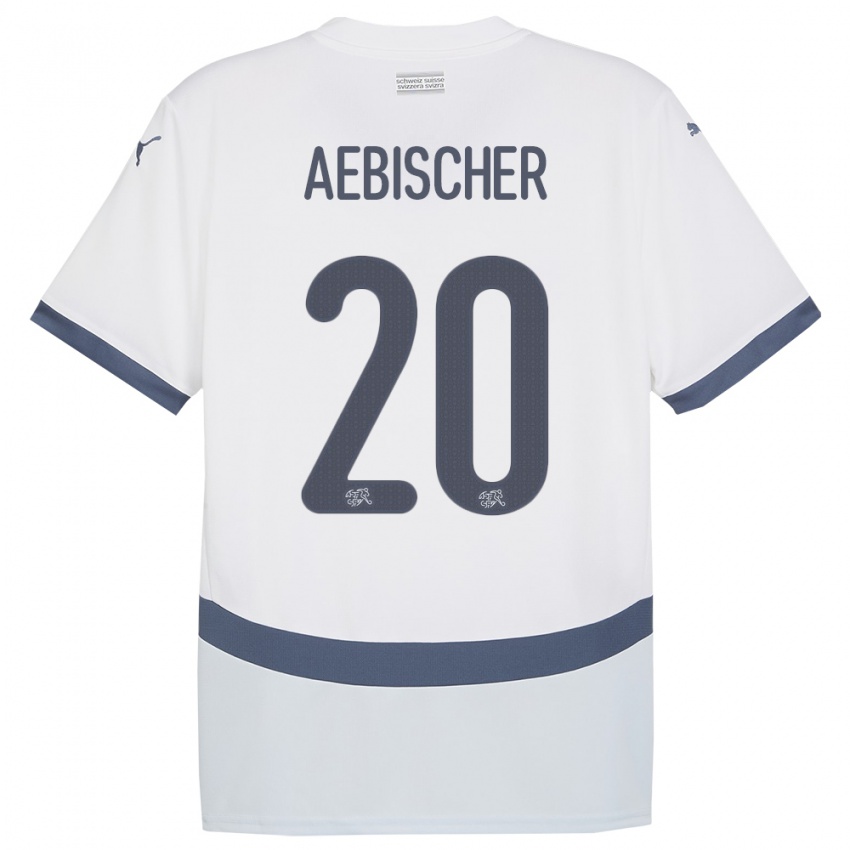 Bambino Maglia Svizzera Michel Aebischer #20 Bianco Kit Gara Away 24-26 Maglietta