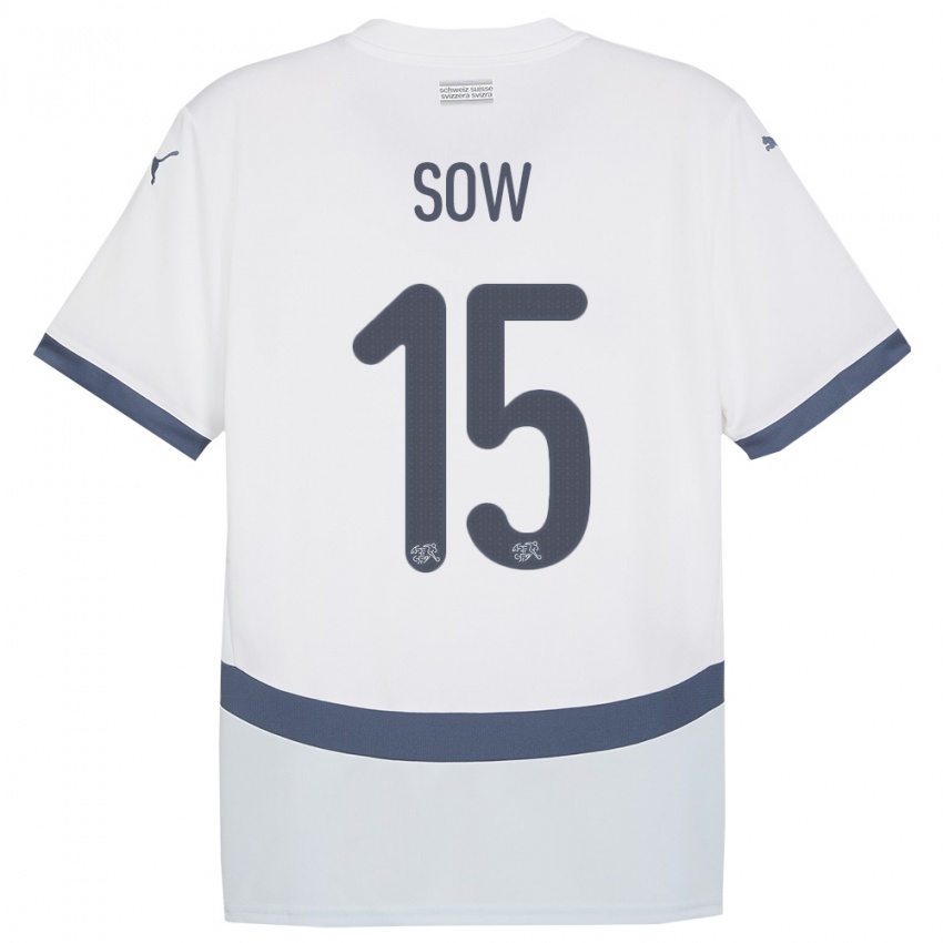 Bambino Maglia Svizzera Djibril Sow #15 Bianco Kit Gara Away 24-26 Maglietta