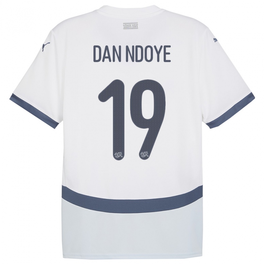 Bambino Maglia Svizzera Dan Ndoye #19 Bianco Kit Gara Away 24-26 Maglietta