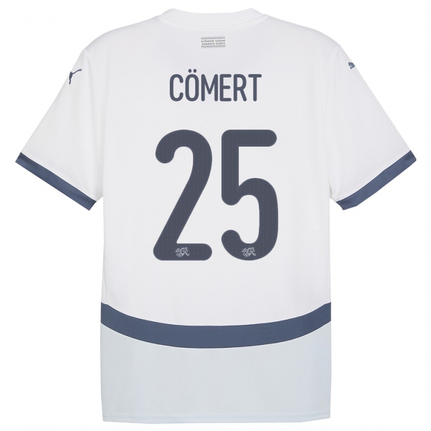 Bambino Maglia Svizzera Eray Comert #25 Bianco Kit Gara Away 24-26 Maglietta