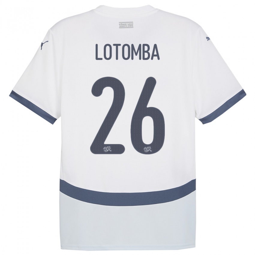 Bambino Maglia Svizzera Jordan Lotomba #26 Bianco Kit Gara Away 24-26 Maglietta