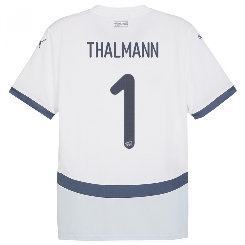 Bambino Maglia Svizzera Gaelle Thalmann #1 Bianco Kit Gara Away 24-26 Maglietta