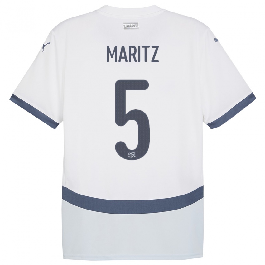 Bambino Maglia Svizzera Noelle Maritz #5 Bianco Kit Gara Away 24-26 Maglietta