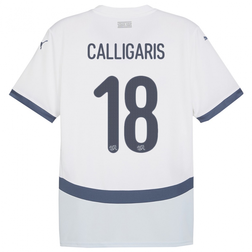 Bambino Maglia Svizzera Viola Calligaris #18 Bianco Kit Gara Away 24-26 Maglietta