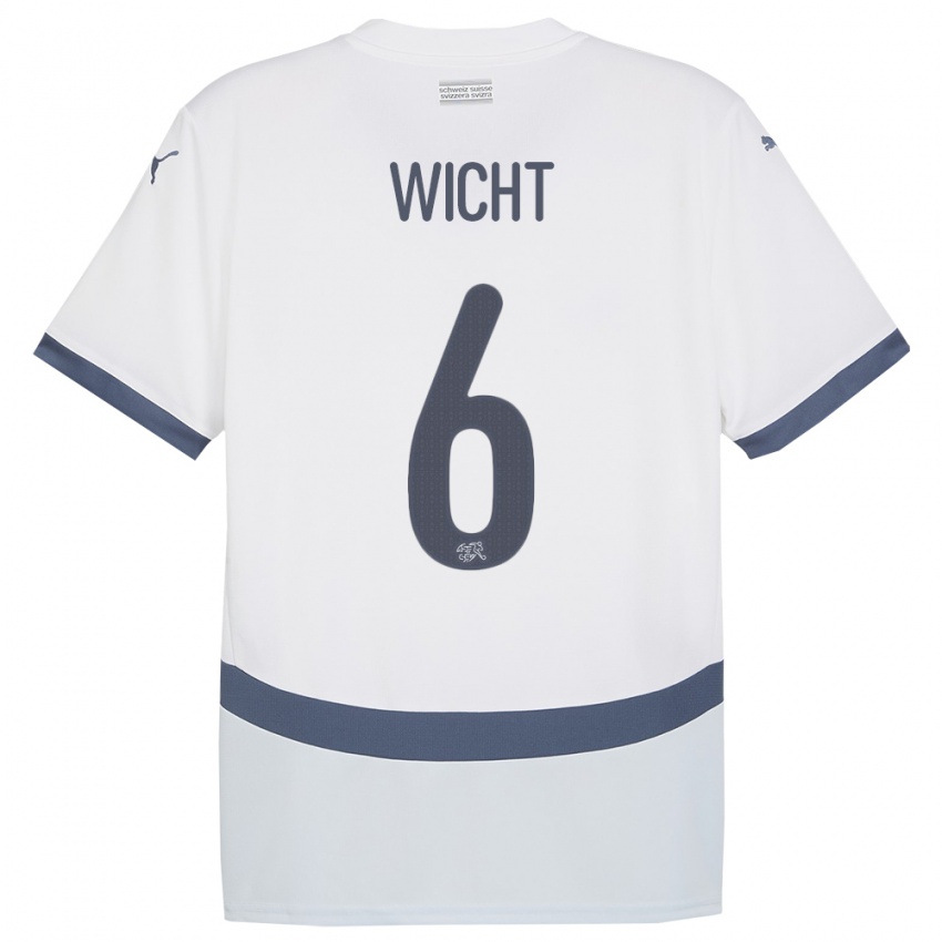 Bambino Maglia Svizzera Nathan Wicht #6 Bianco Kit Gara Away 24-26 Maglietta