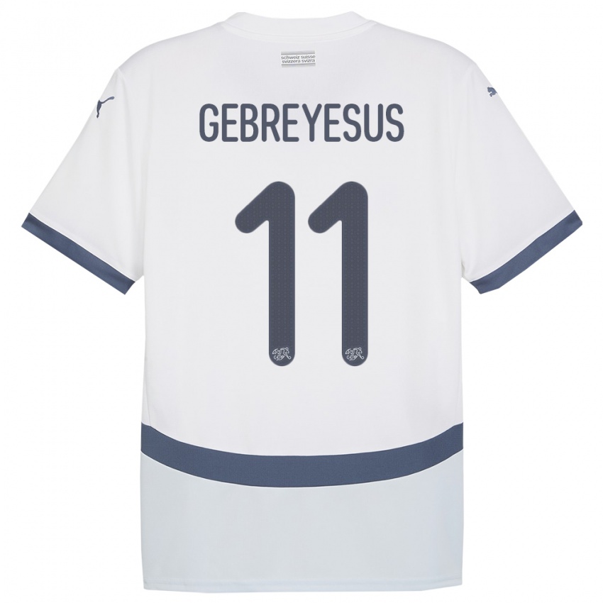 Bambino Maglia Svizzera Esey Gebreyesus #11 Bianco Kit Gara Away 24-26 Maglietta