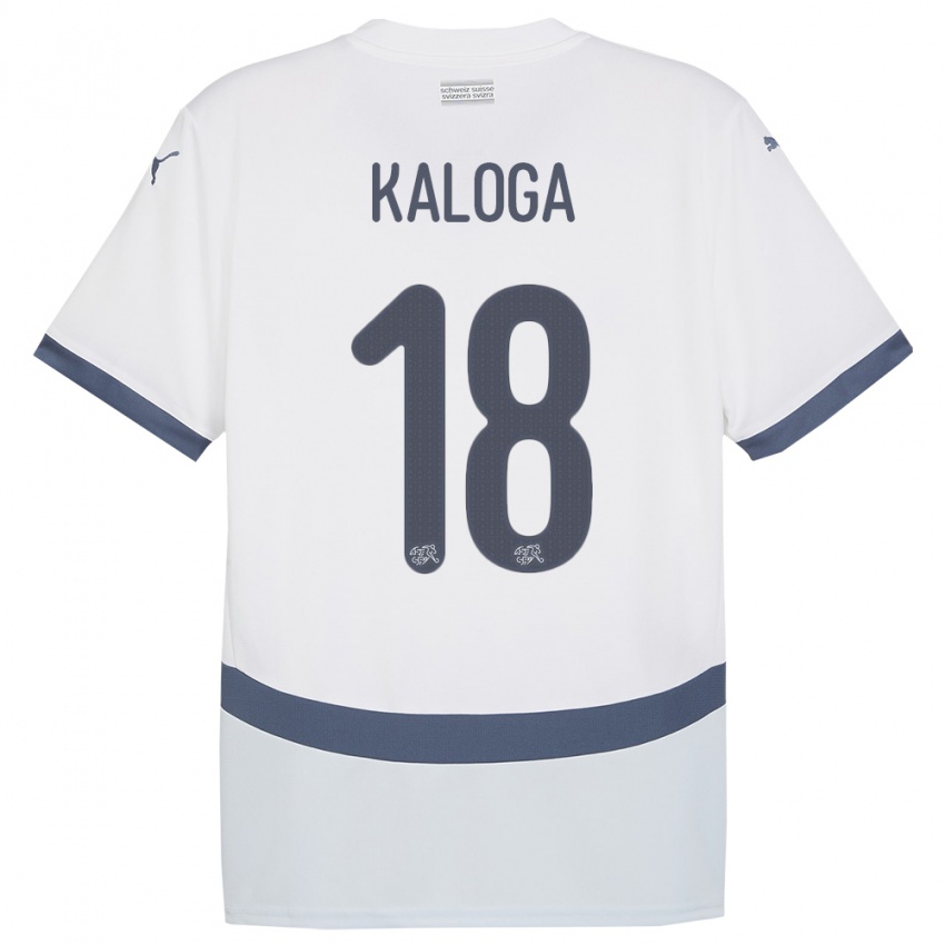 Bambino Maglia Svizzera Issa Kaloga #18 Bianco Kit Gara Away 24-26 Maglietta